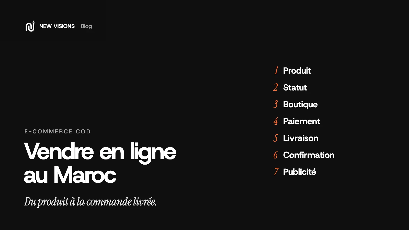 Couverture : vendre en ligne au Maroc en 7 étapes, du produit à la commande livrée