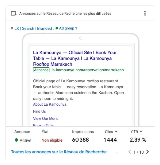 The live search ad — La Kamounya